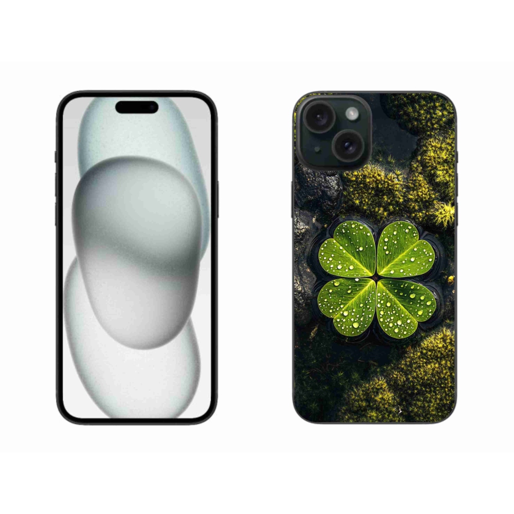 Gelový kryt mmCase na iPhone 15 Plus - čtyřlístek