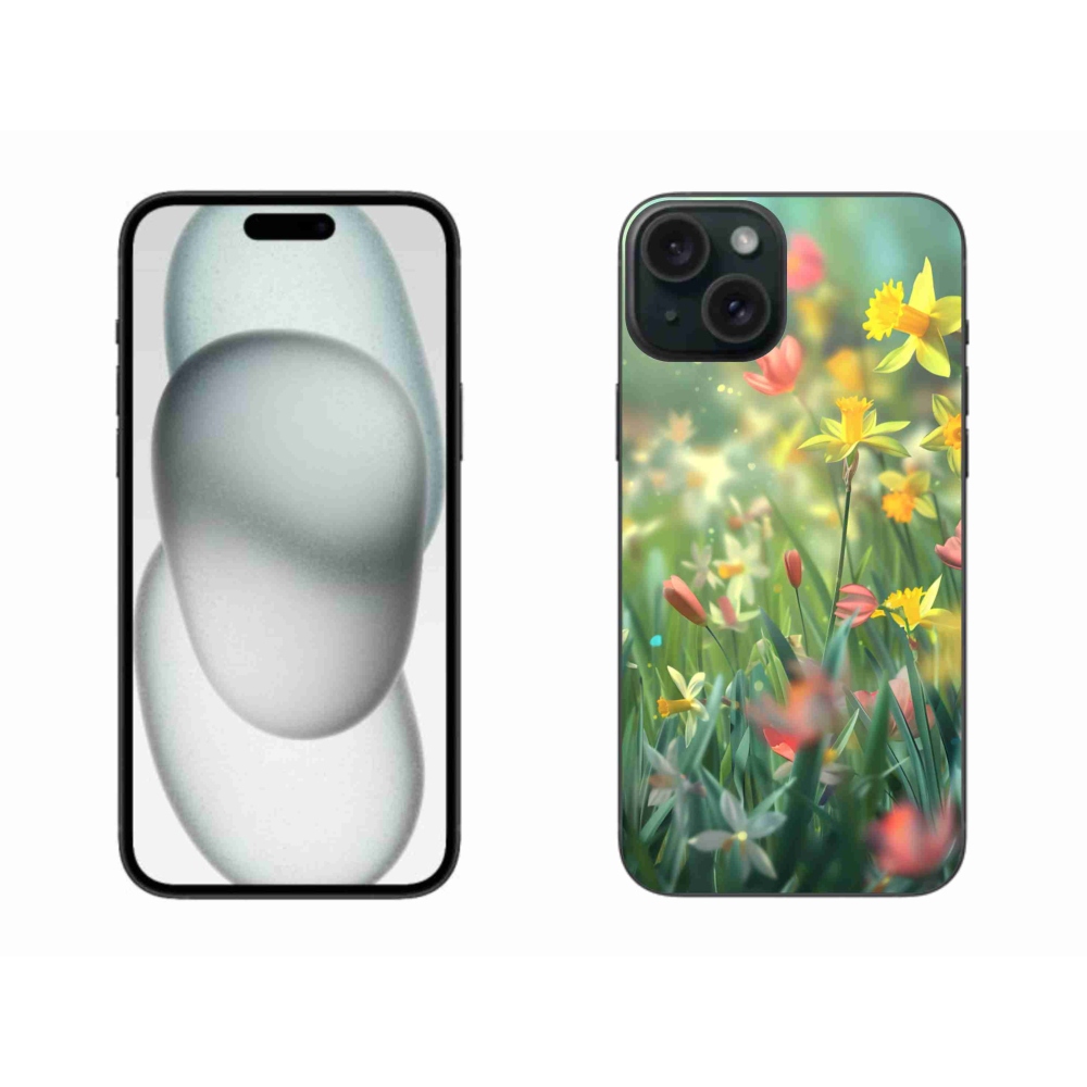 Gelový kryt mmCase na iPhone 15 Plus - jarní květy