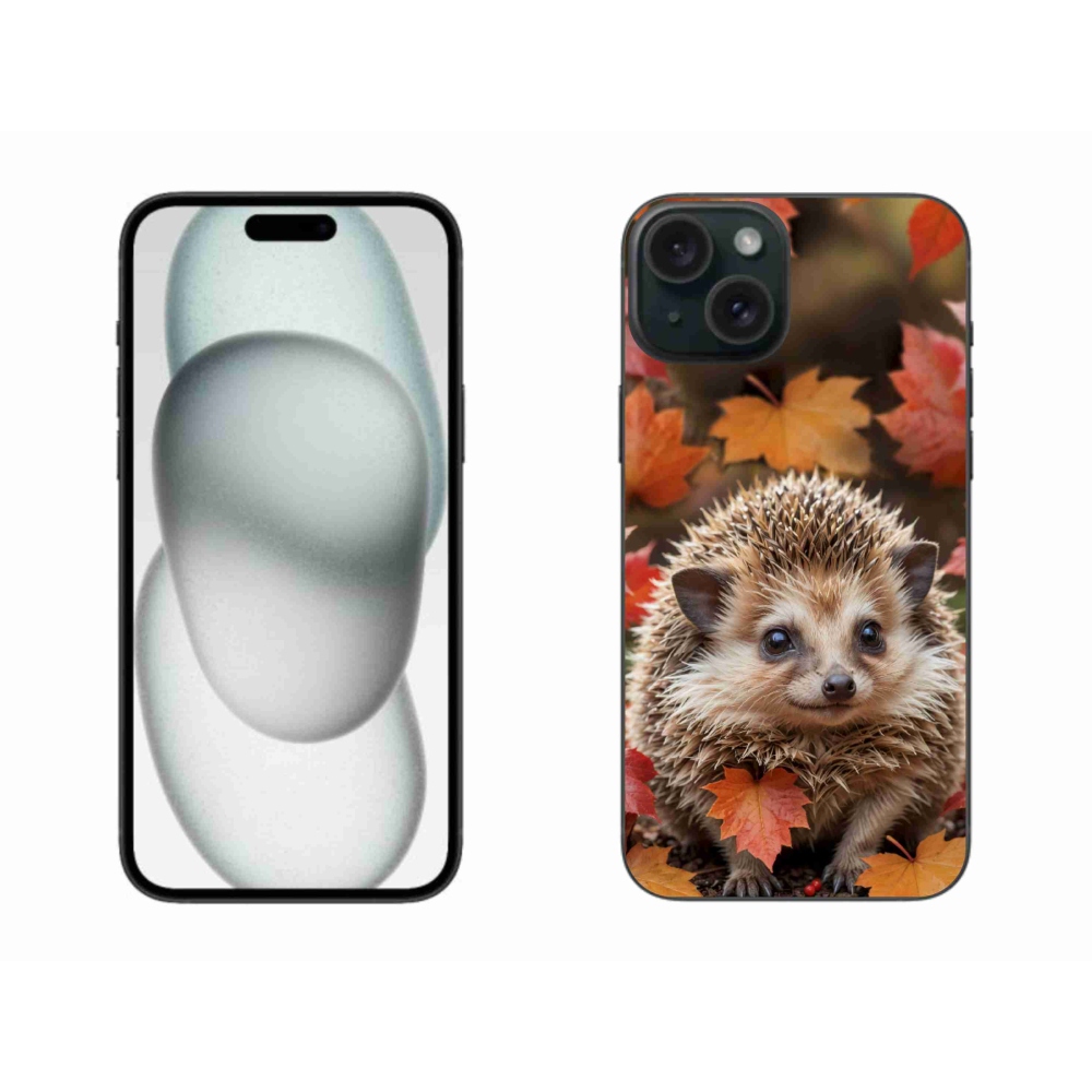 Gelový kryt mmCase na iPhone 15 Plus - ježek v listí