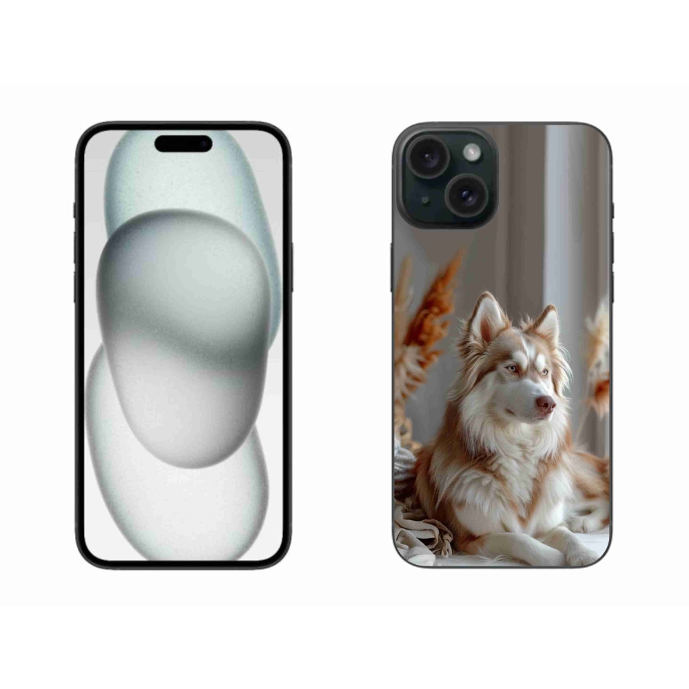 Gelový kryt mmCase na iPhone 15 Plus - klidný sibiřský husky