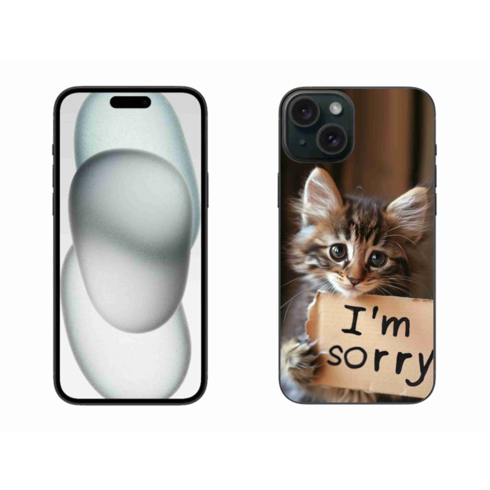 Gelový kryt mmCase na iPhone 15 Plus - kočíčí omluva