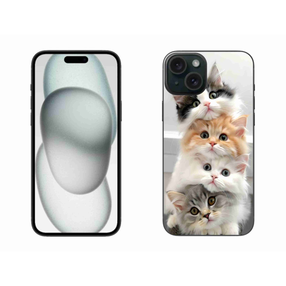 Gelový kryt mmCase na iPhone 15 Plus - kočičí parta