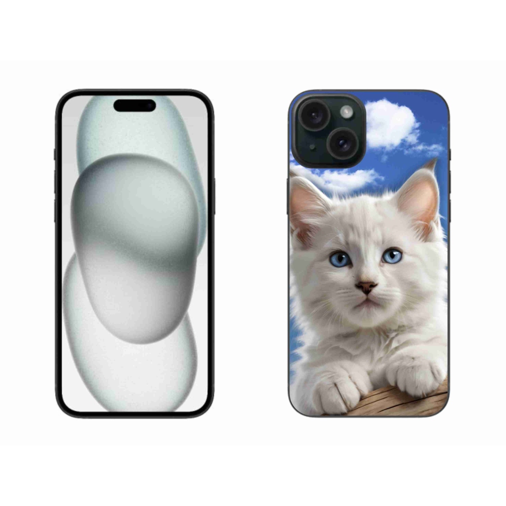 Gelový kryt mmCase na iPhone 15 Plus - kotě a oblaka
