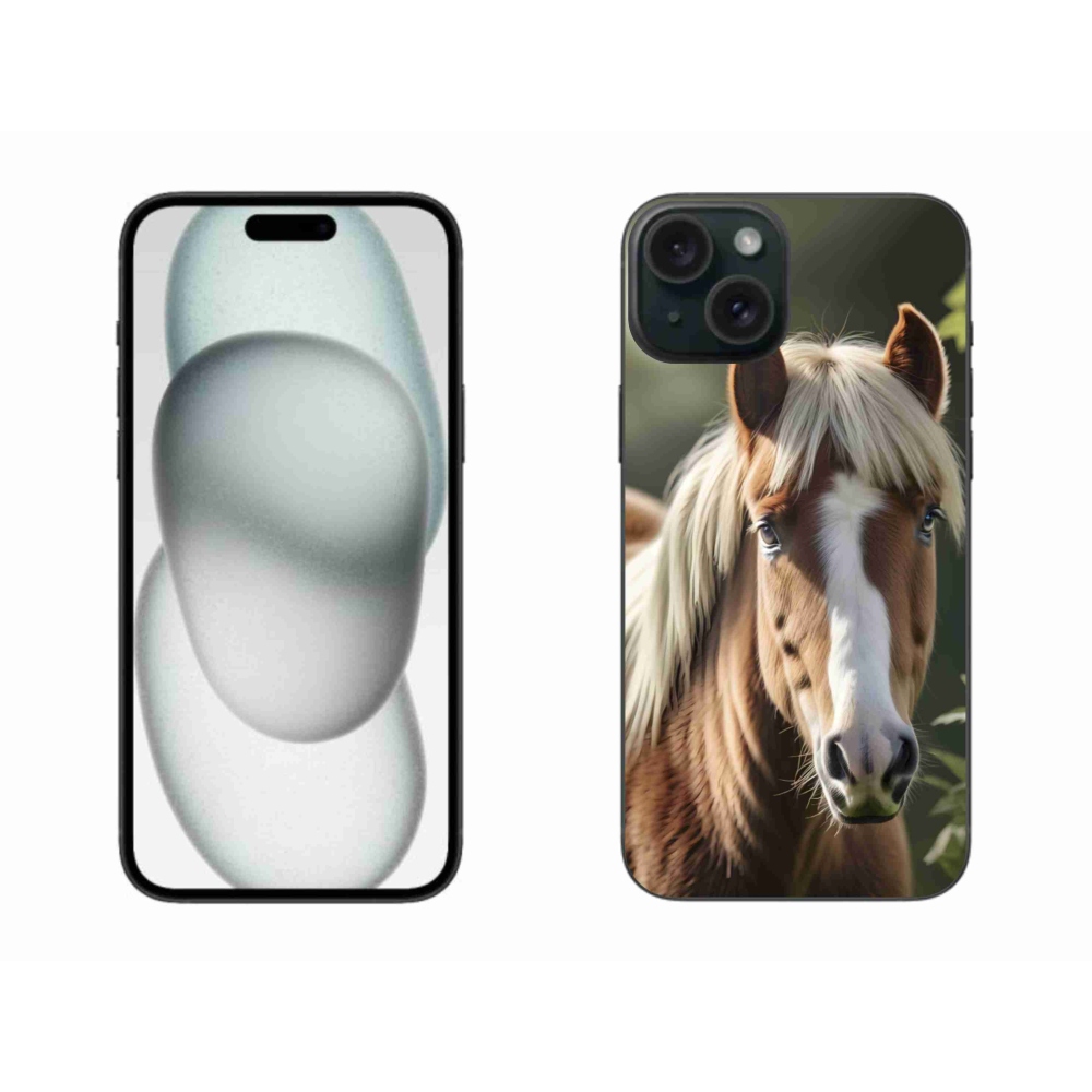 Gelový kryt mmCase na iPhone 15 Plus - kůň se světlou hřívou