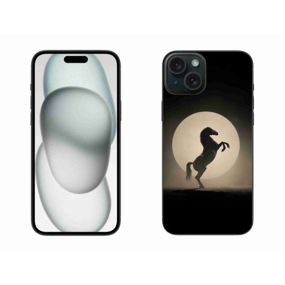 Gelový kryt mmCase na iPhone 15 Plus - kůň v siluetě