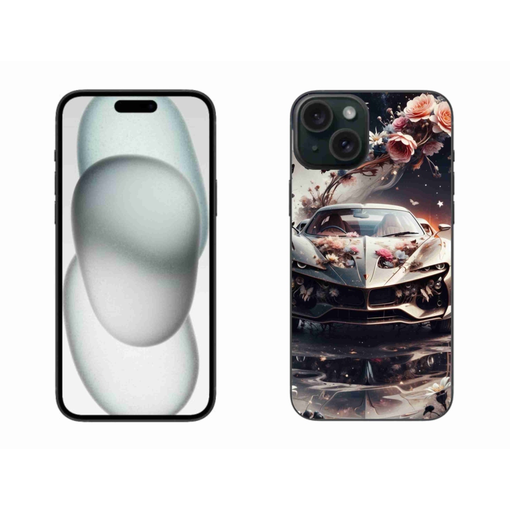 Gelový kryt mmCase na iPhone 15 Plus - květinový sportovní vůz