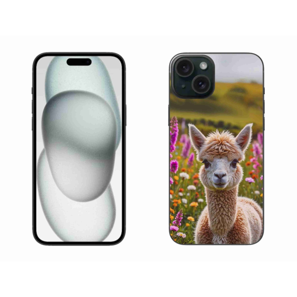 Gelový kryt mmCase na iPhone 15 Plus - lama na louce