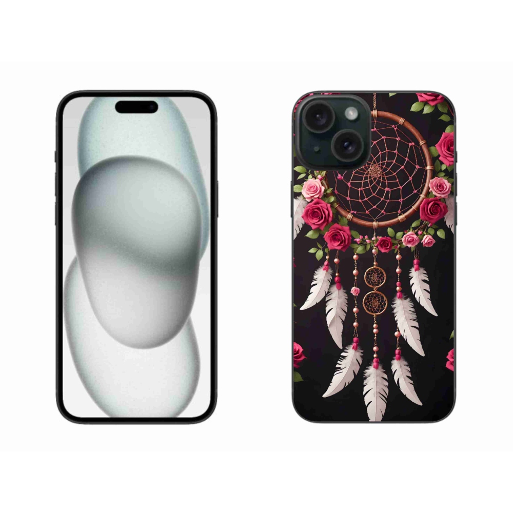 Gelový kryt mmCase na iPhone 15 Plus - lapač snů s růžemi