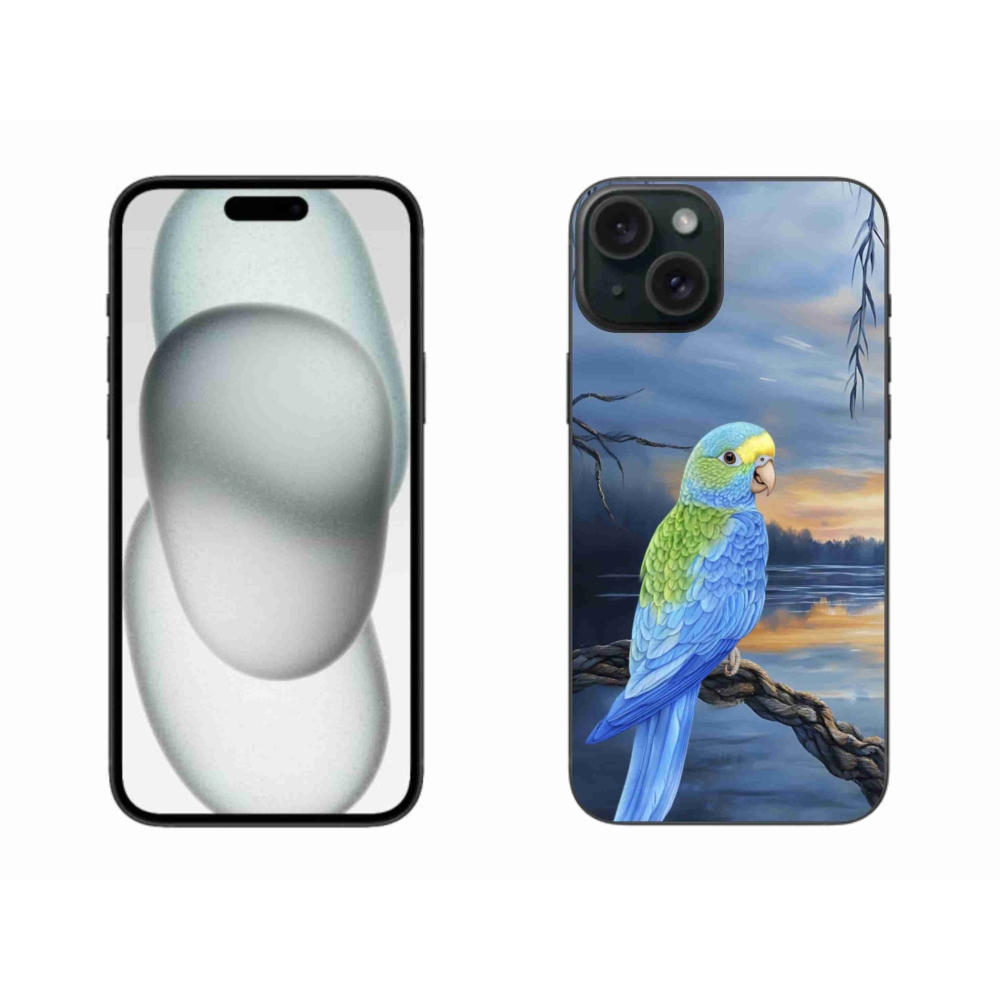 Gelový kryt mmCase na iPhone 15 Plus - modrý papoušek