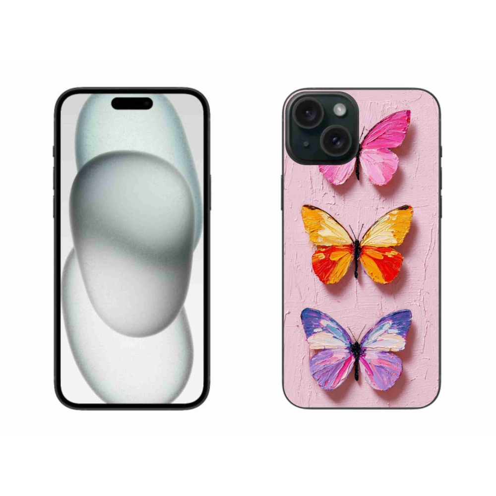 Gelový kryt mmCase na iPhone 15 Plus - motýlí trojice