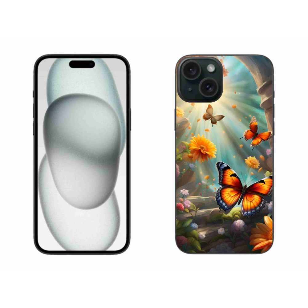 Gelový kryt mmCase na iPhone 15 Plus - motýlí zahrada 2