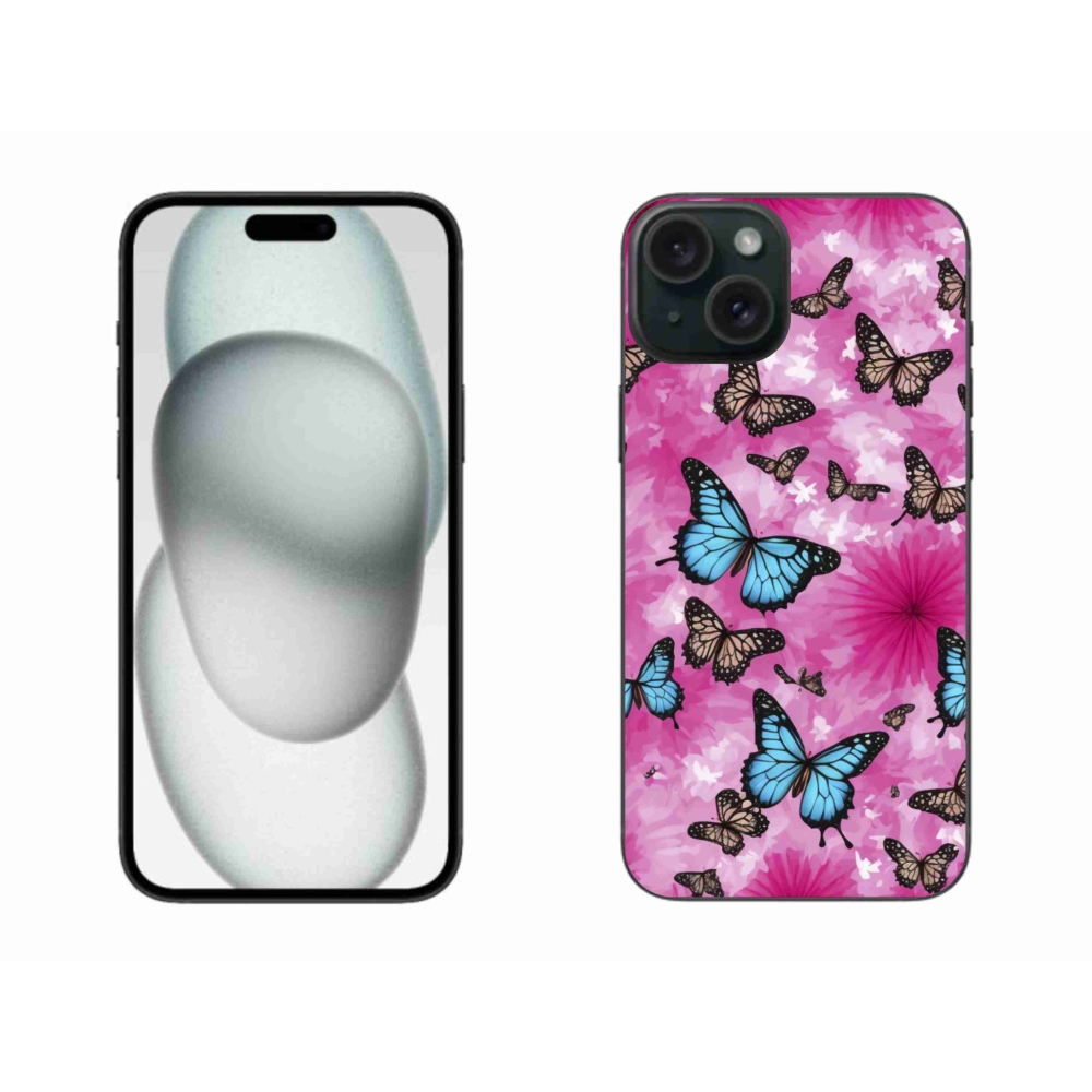 Gelový kryt mmCase na iPhone 15 Plus - motýlí zahrada