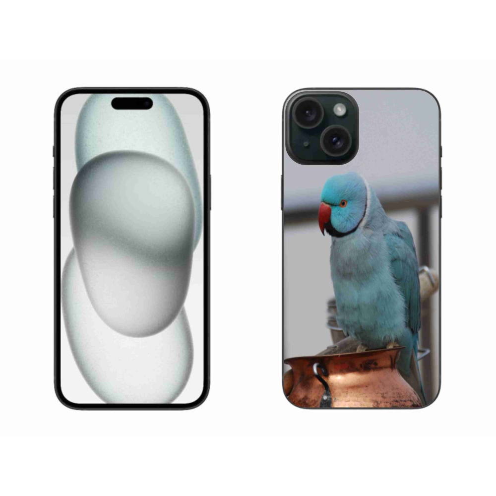 Gelový kryt mmCase na iPhone 15 Plus - papoušek alexandr modrý