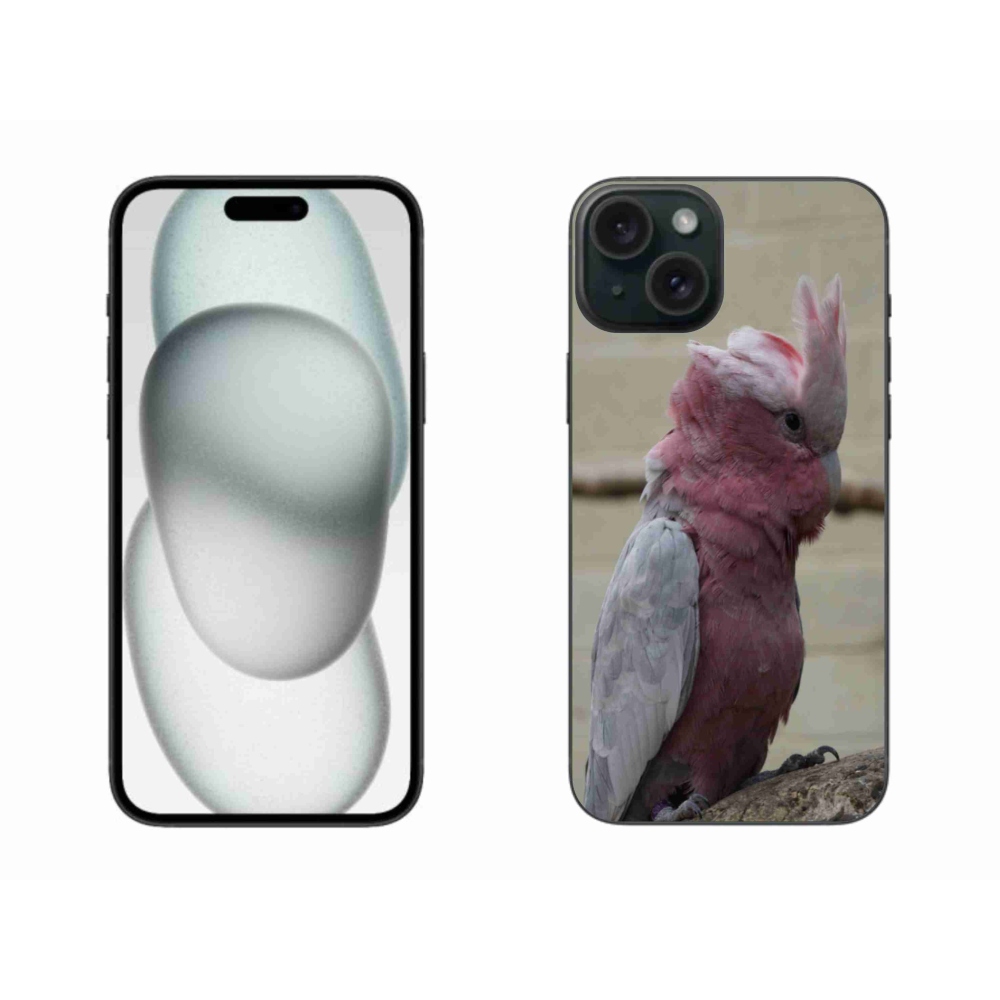 Gelový kryt mmCase na iPhone 15 Plus - papoušek kakadu růžový