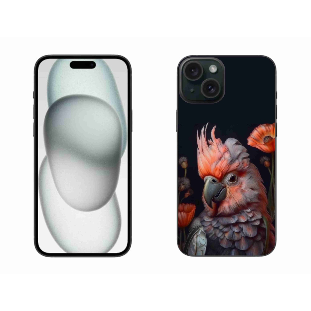 Gelový kryt mmCase na iPhone 15 Plus - papoušek kakadu v barvách