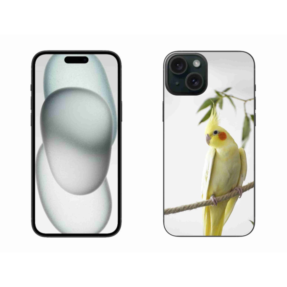 Gelový kryt mmCase na iPhone 15 Plus - papoušek korela chocholatá