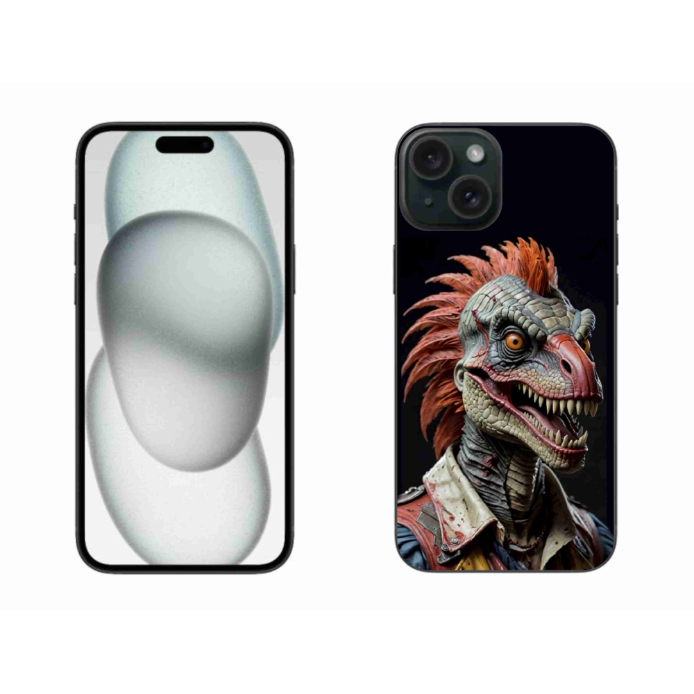 Gelový kryt mmCase na iPhone 15 Plus - punk dinosaurus
