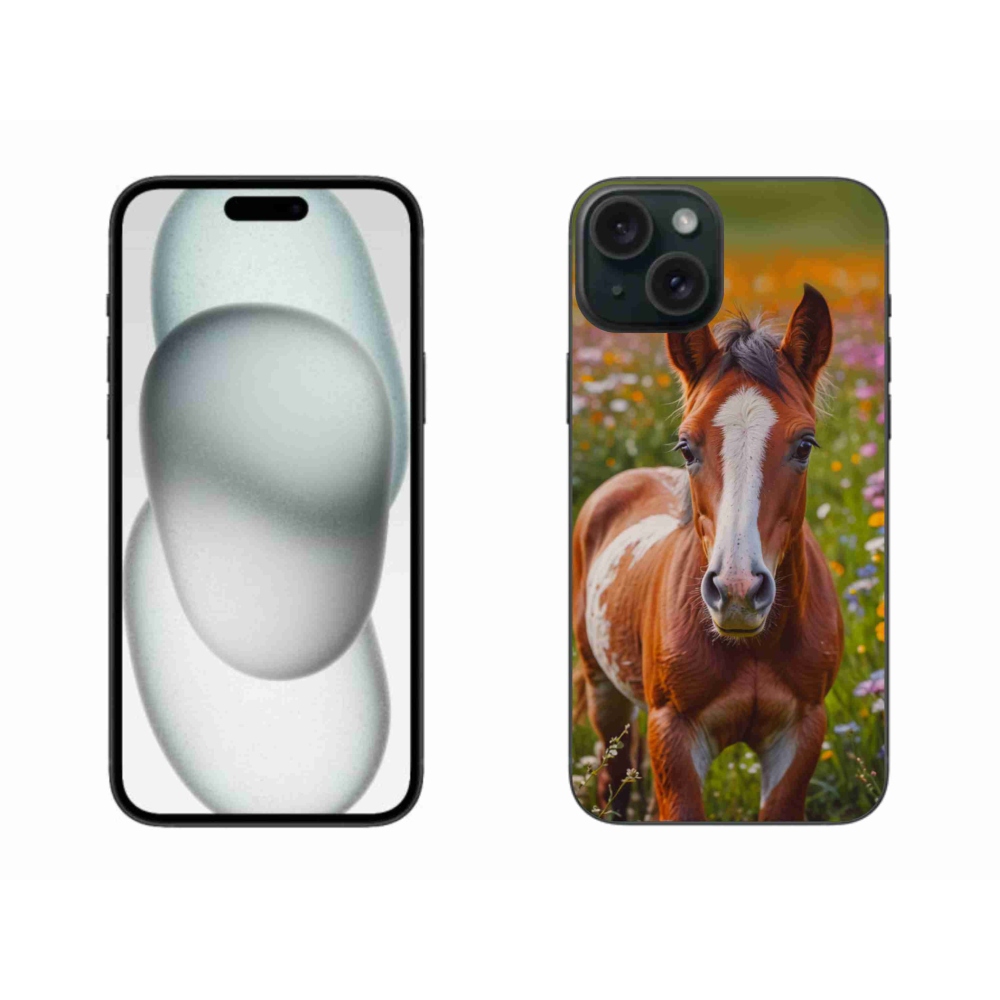 Gelový kryt mmCase na iPhone 15 Plus - roztomilé hříbě