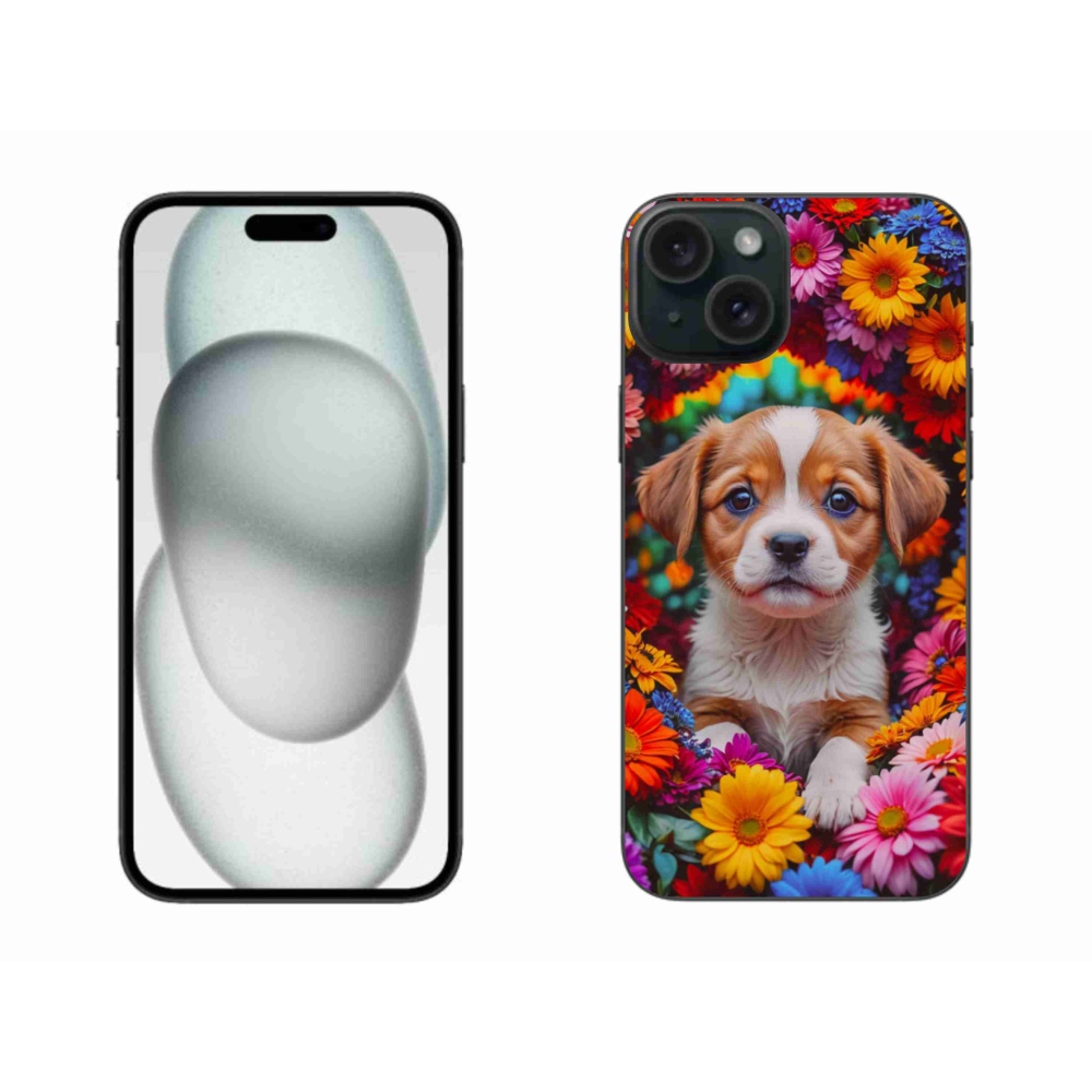 Gelový kryt mmCase na iPhone 15 Plus - roztomilé štěně