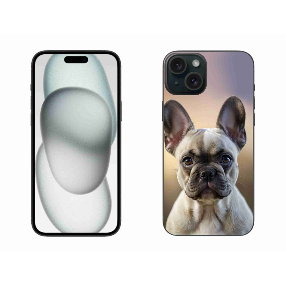 Gelový kryt mmCase na iPhone 15 Plus - roztomilý francouzský buldoček