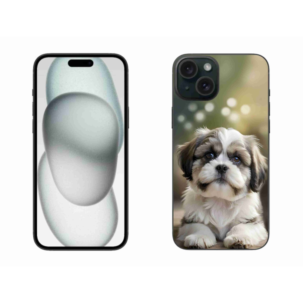 Gelový kryt mmCase na iPhone 15 Plus - roztomilý shih-tzu