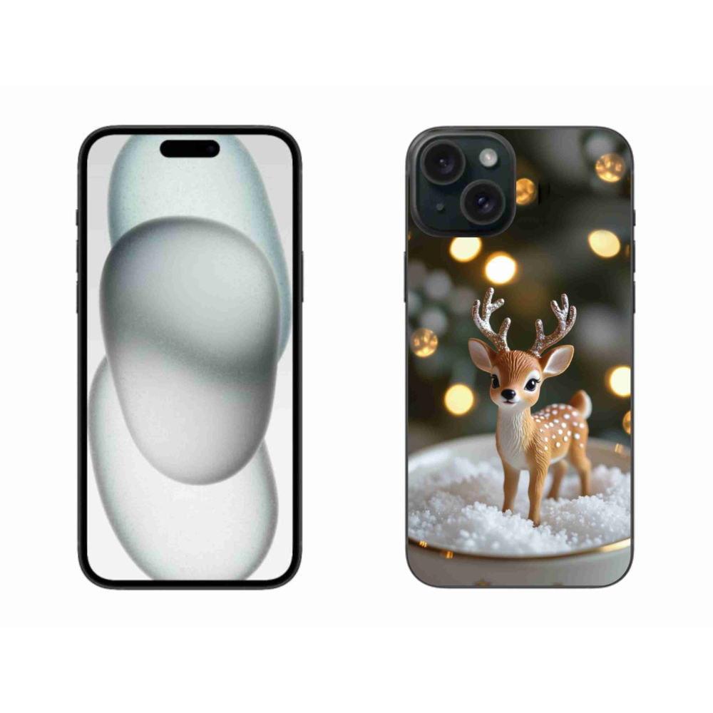 Gelový kryt mmCase na iPhone 15 Plus - roztomilý vánoční jelen