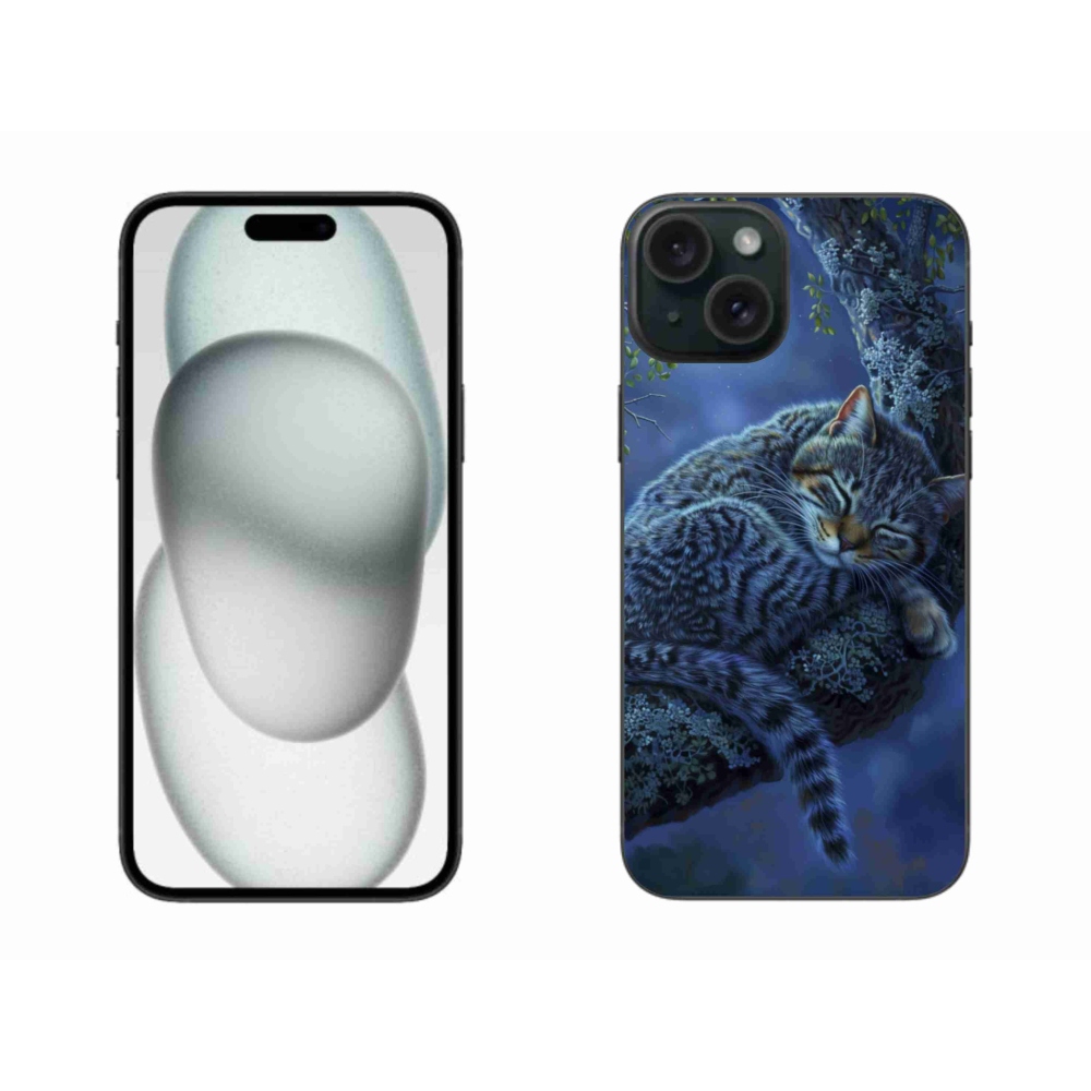 Gelový kryt mmCase na iPhone 15 Plus - spící kočka