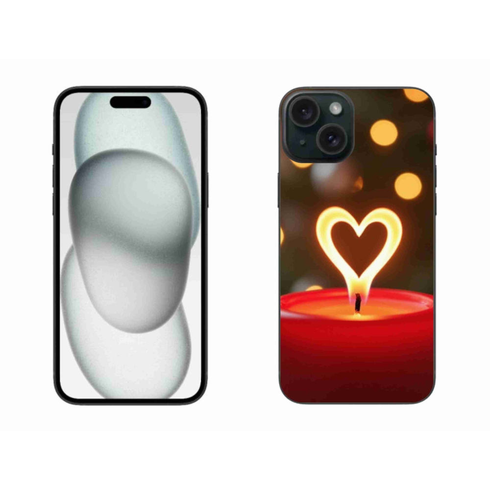 Gelový kryt mmCase na iPhone 15 Plus - srdce z plamene