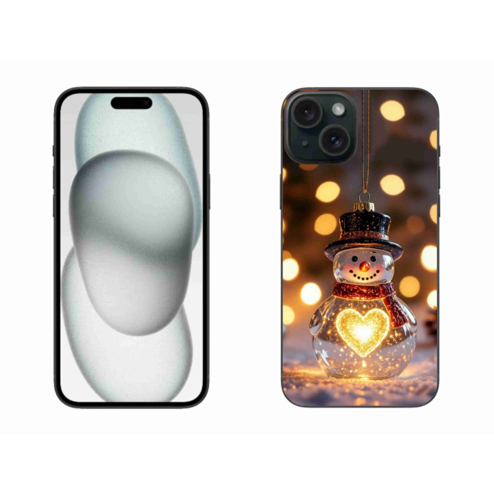 Gelový kryt mmCase na iPhone 15 Plus - svítící vánoční sněhulák