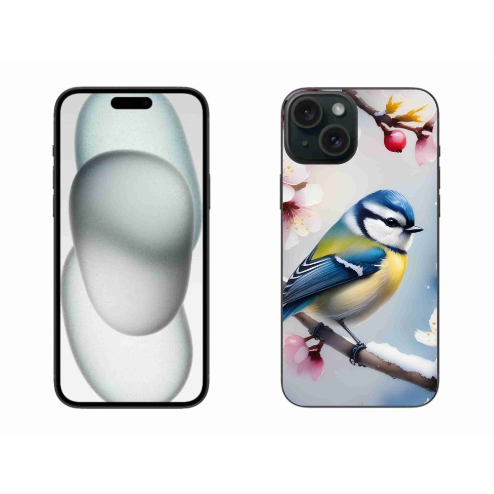 Gelový kryt mmCase na iPhone 15 Plus - sýkorka
