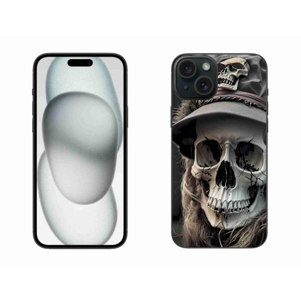 Gelový kryt mmCase na iPhone 15 Plus - temná lebka