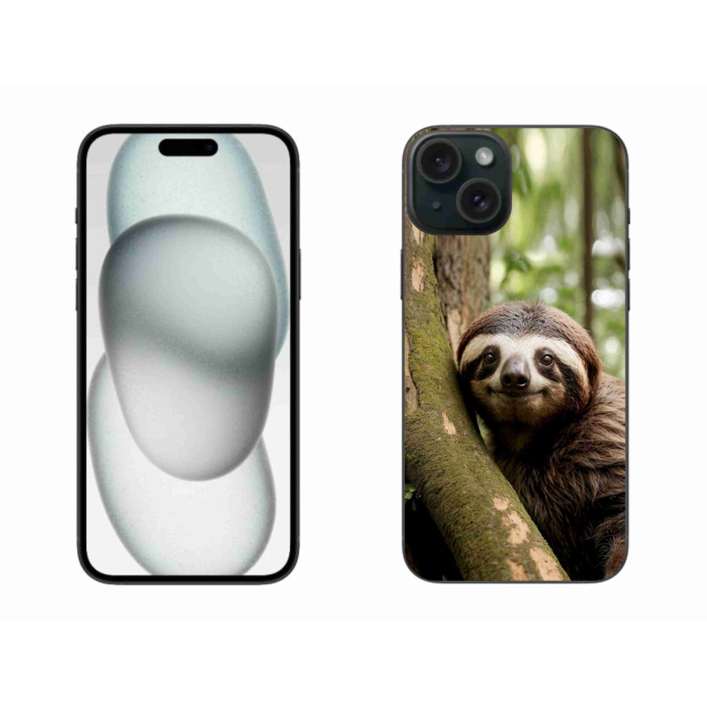Gelový kryt mmCase na iPhone 15 Plus - usměvavý lenochod