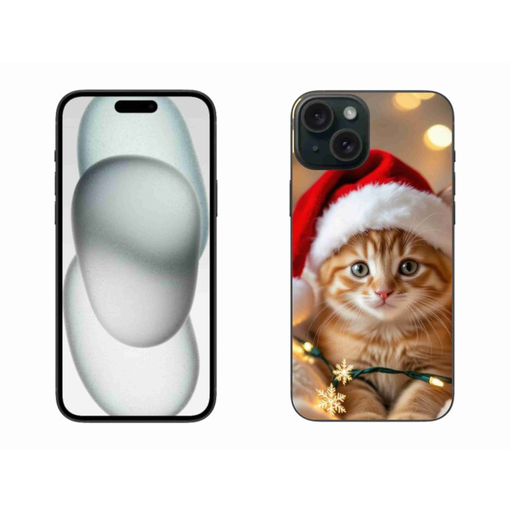Gelový kryt mmCase na iPhone 15 Plus - vánoční kotě