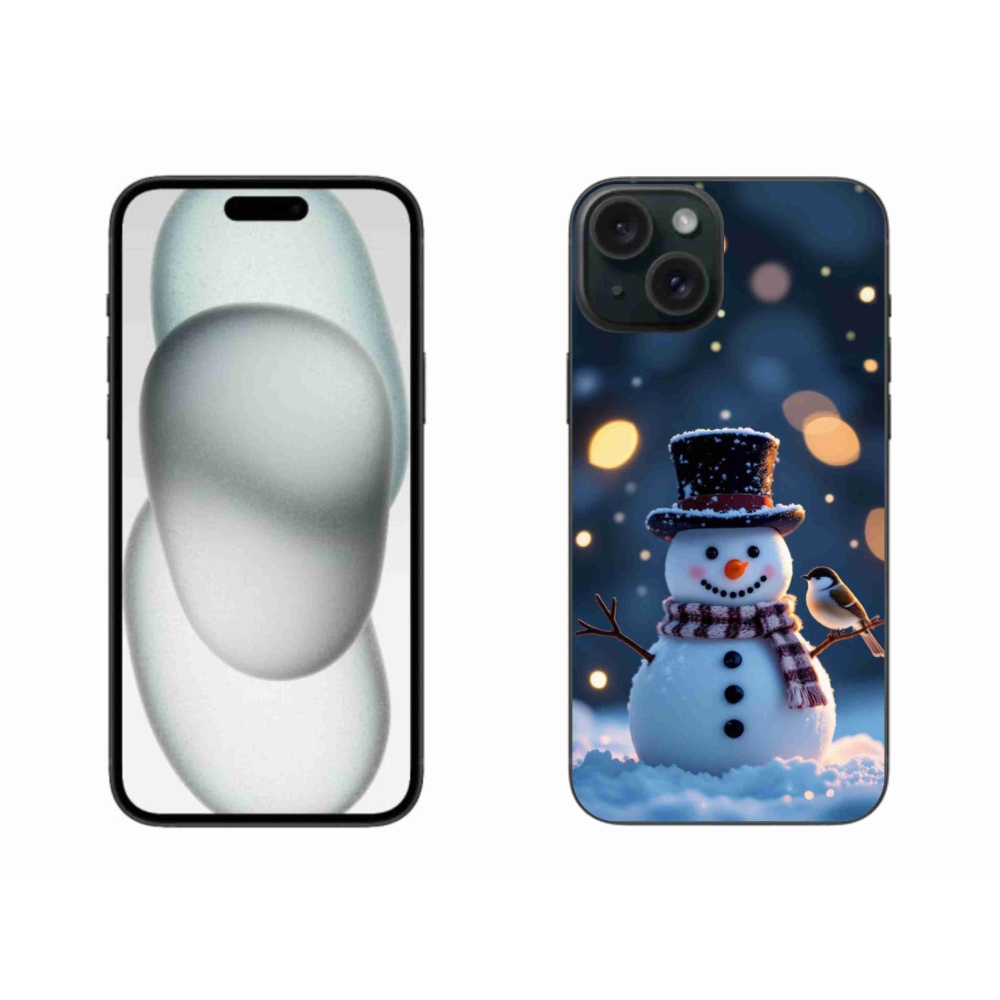 Gelový kryt mmCase na iPhone 15 Plus - vánoční sněhulák