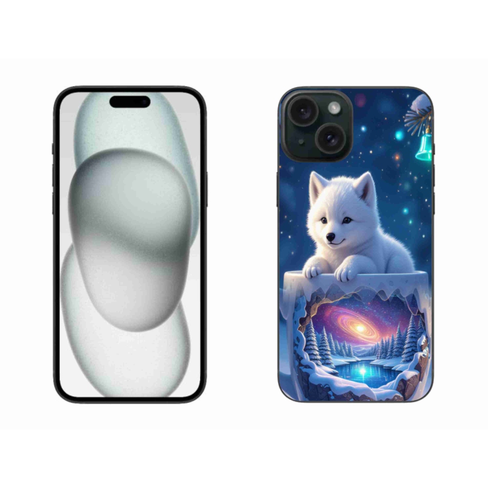 Gelový kryt mmCase na iPhone 15 Plus - vánoční štěně