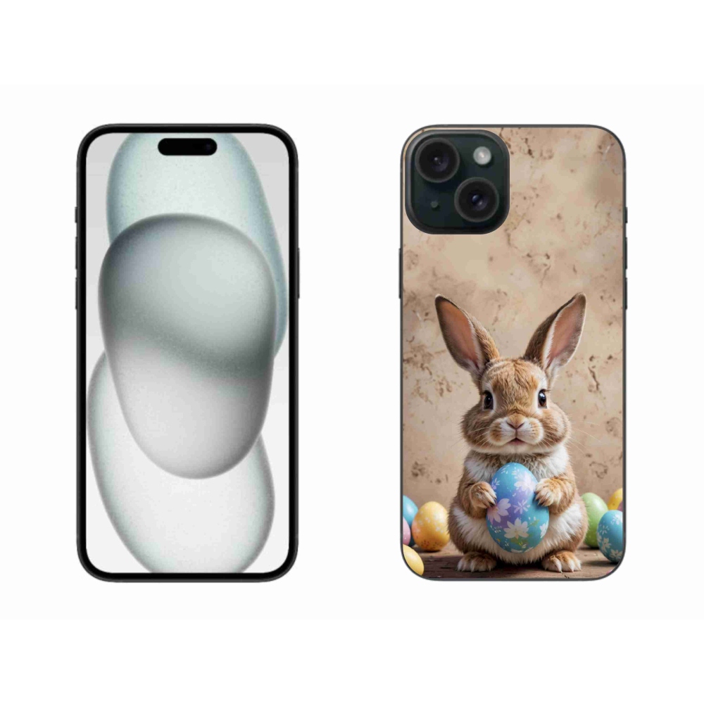 Gelový kryt mmCase na iPhone 15 Plus - velikonoční králíček