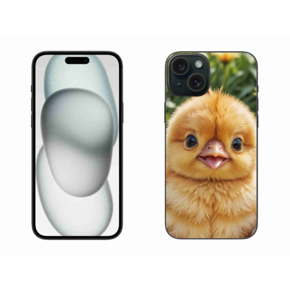 Gelový kryt mmCase na iPhone 15 Plus - veselé kuřátko