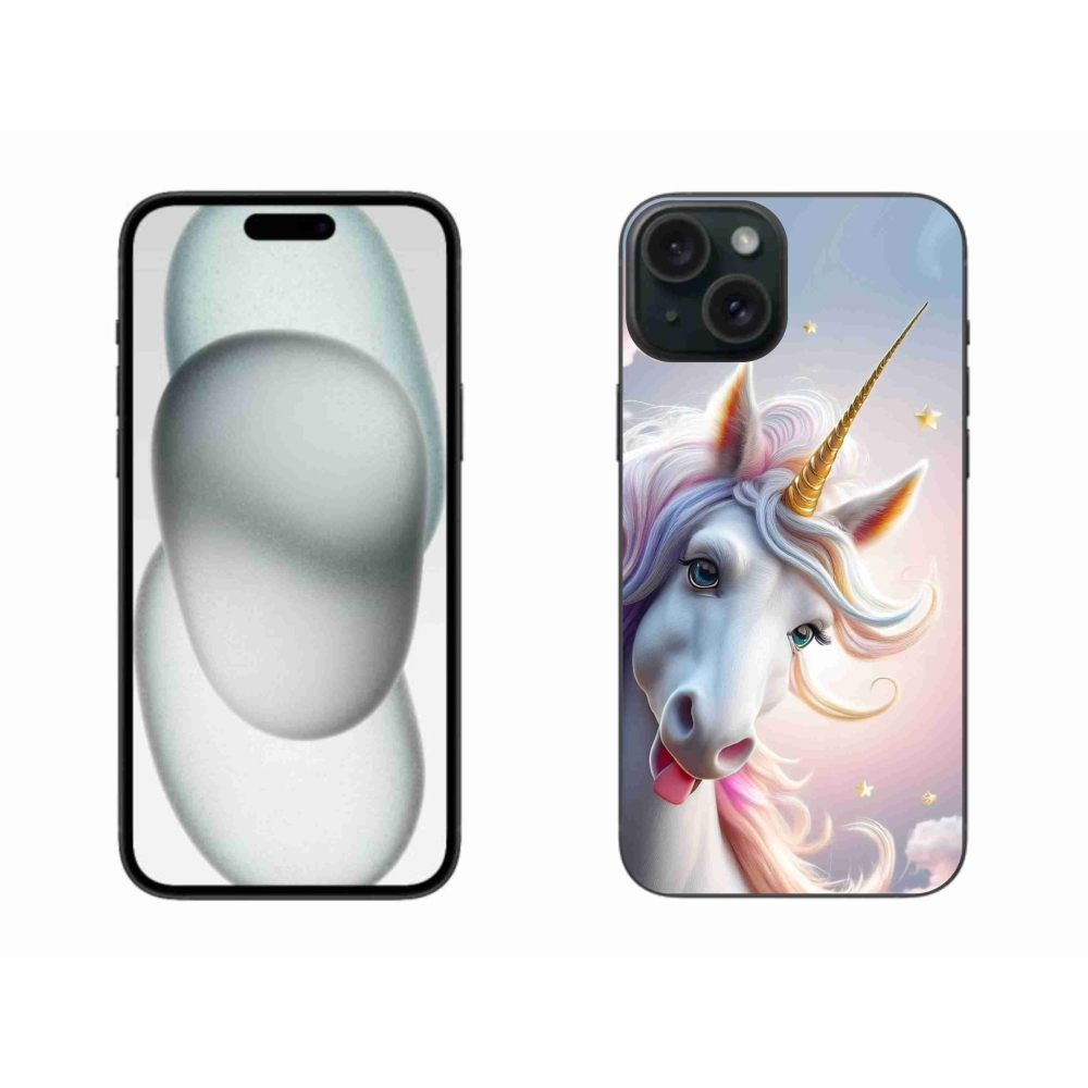 Gelový kryt mmCase na iPhone 15 Plus - veselý jednorožec