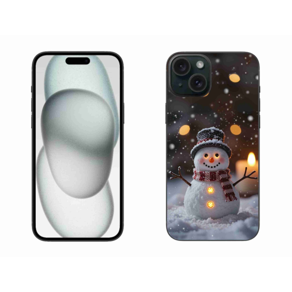 Gelový kryt mmCase na iPhone 15 Plus - veselý sněhulák