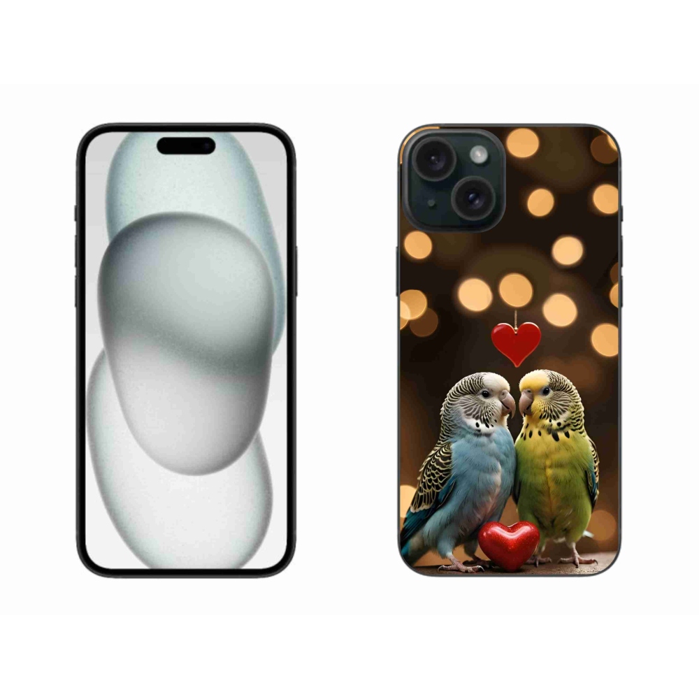 Gelový kryt mmCase na iPhone 15 Plus - zamilovaní papoušci