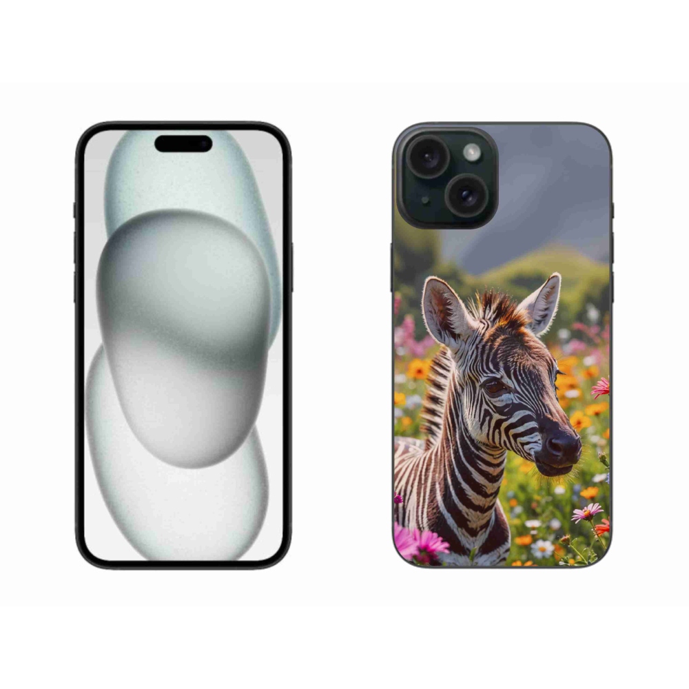 Gelový kryt mmCase na iPhone 15 Plus - zebra na louce