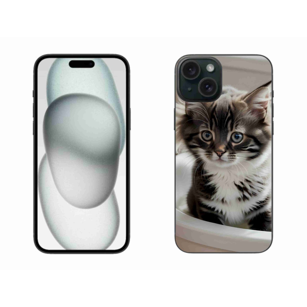 Gelový kryt mmCase na iPhone 15 Plus - zvědavé kotě