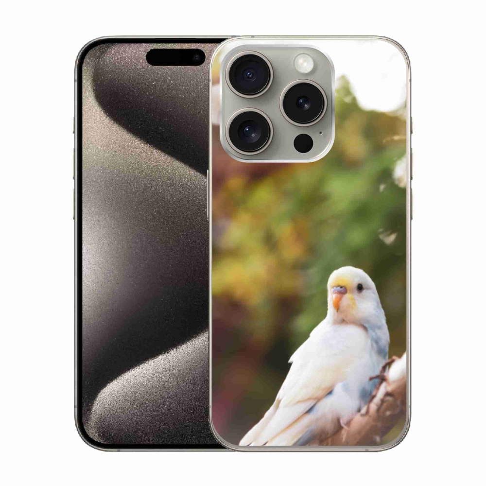 Gelový kryt mmCase na iPhone 15 Pro - andulka bílá