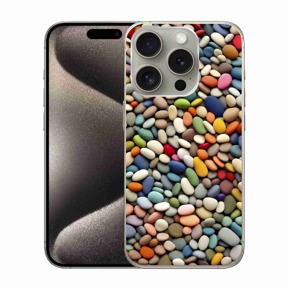 Gelový kryt mmCase na iPhone 15 Pro - barevné kamínky 2