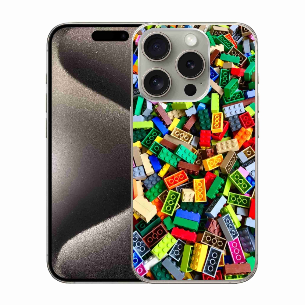 Gelový kryt mmCase na iPhone 15 Pro - barevné stavební kostky