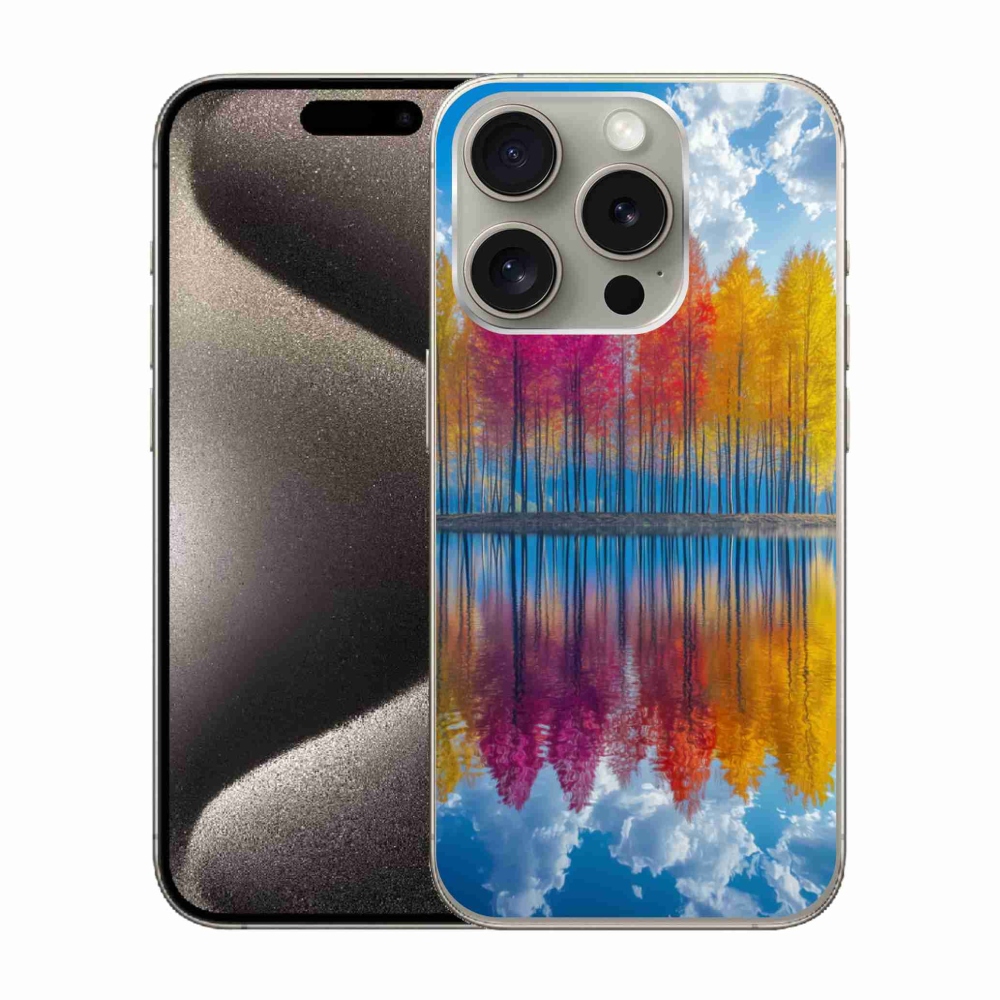 Gelový kryt mmCase na iPhone 15 Pro - barevné stromy