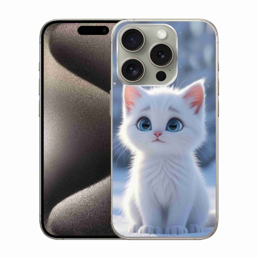 Gelový kryt mmCase na iPhone 15 Pro - bílé kotě 3