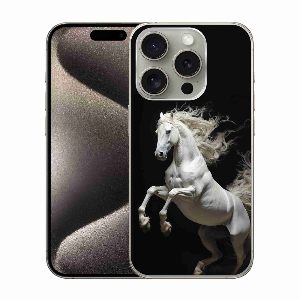 Gelový kryt mmCase na iPhone 15 Pro - bílý kůň 4