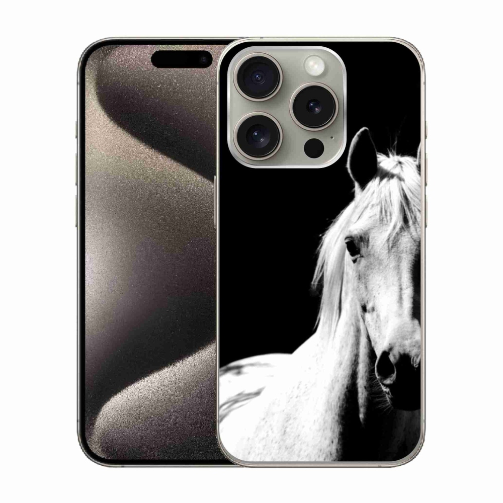 Gelový kryt mmCase na iPhone 15 Pro - bílý kůň 5