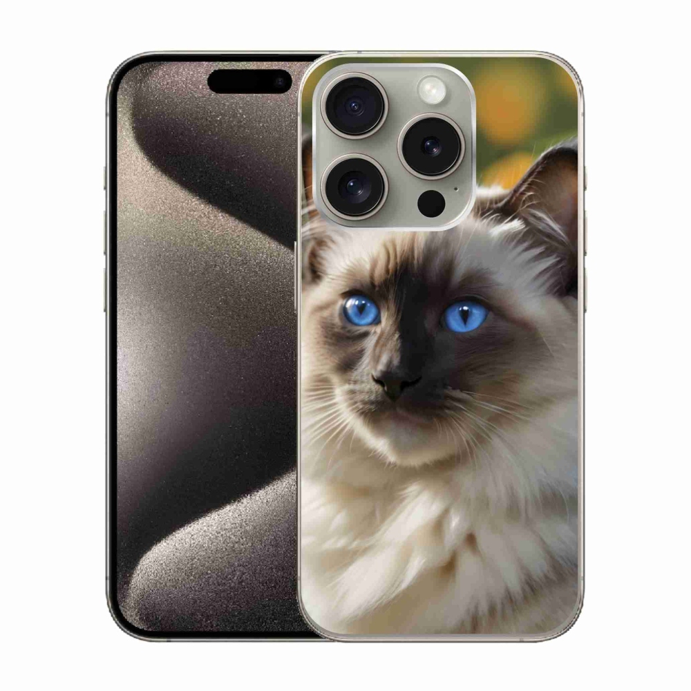 Gelový kryt mmCase na iPhone 15 Pro - bílý ragdoll